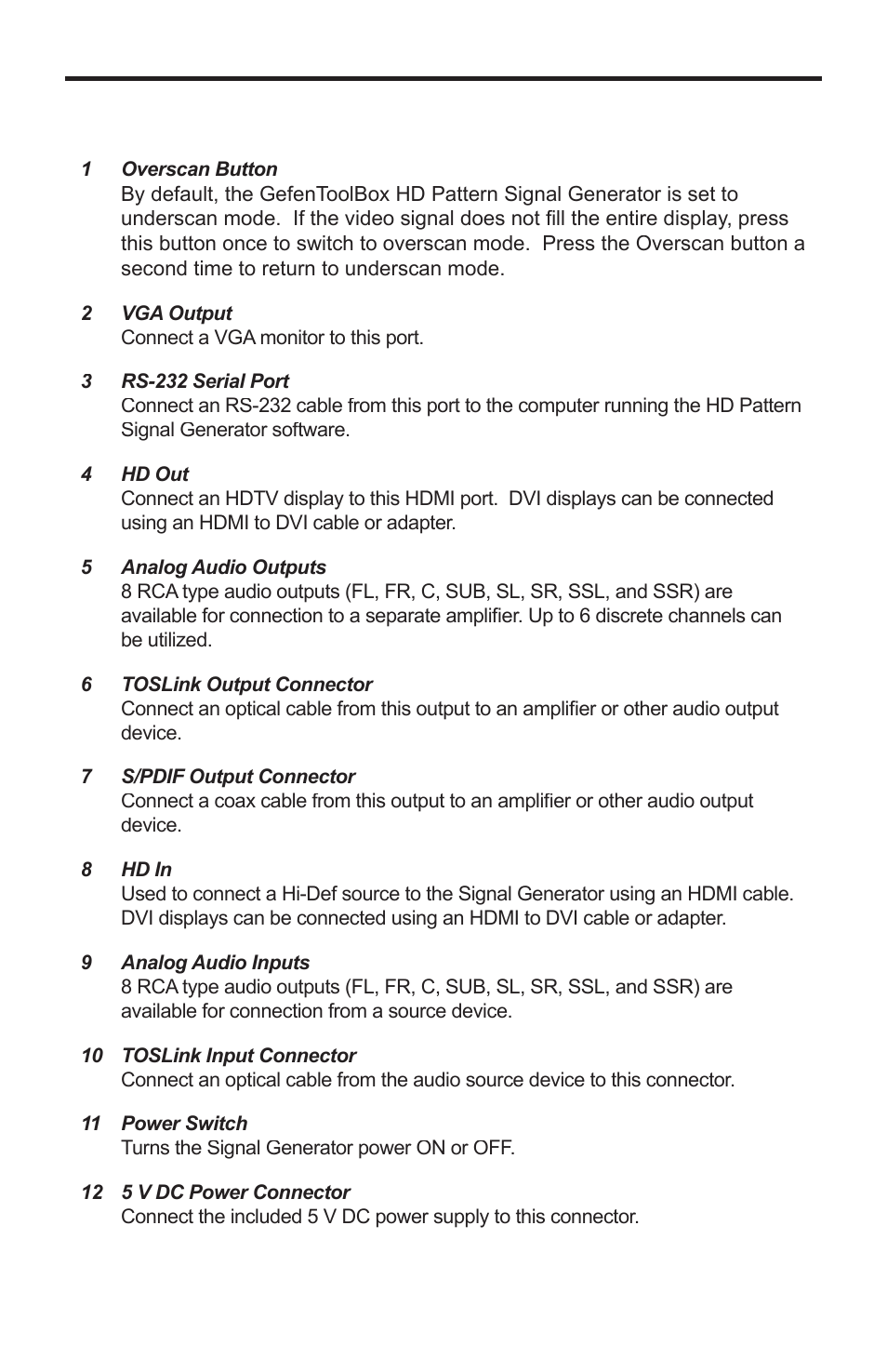 Back panel descriptions | Gefen GTB-HD-SIGGEN User Manual | Page 13 / 92