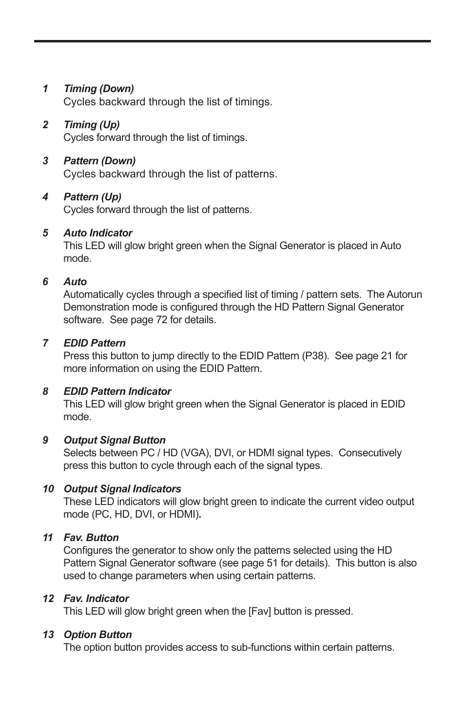 Control panel descriptions | Gefen GTB-HD-SIGGEN User Manual | Page 15 / 92