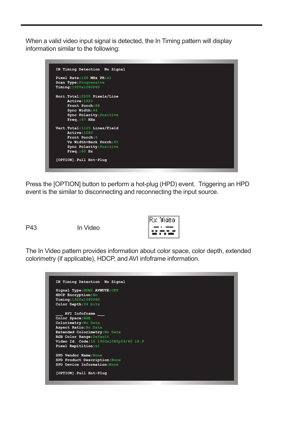 Pattern summary | Gefen GTB-HD-SIGGEN User Manual | Page 41 / 92
