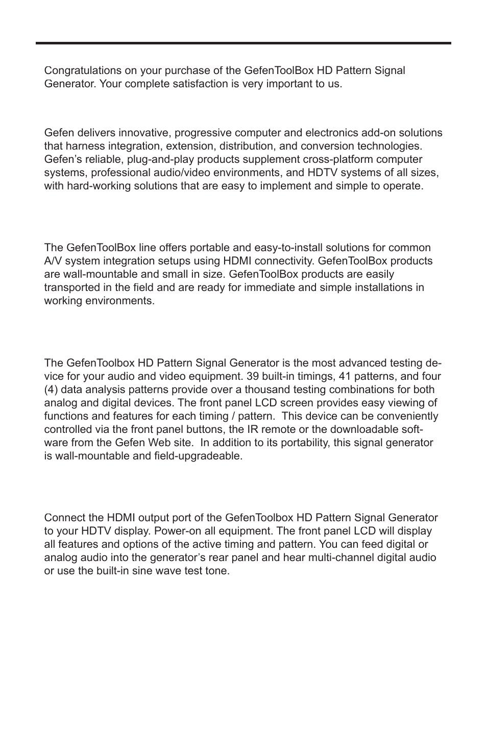 Introduction | Gefen GTB-HD-SIGGEN User Manual | Page 7 / 92