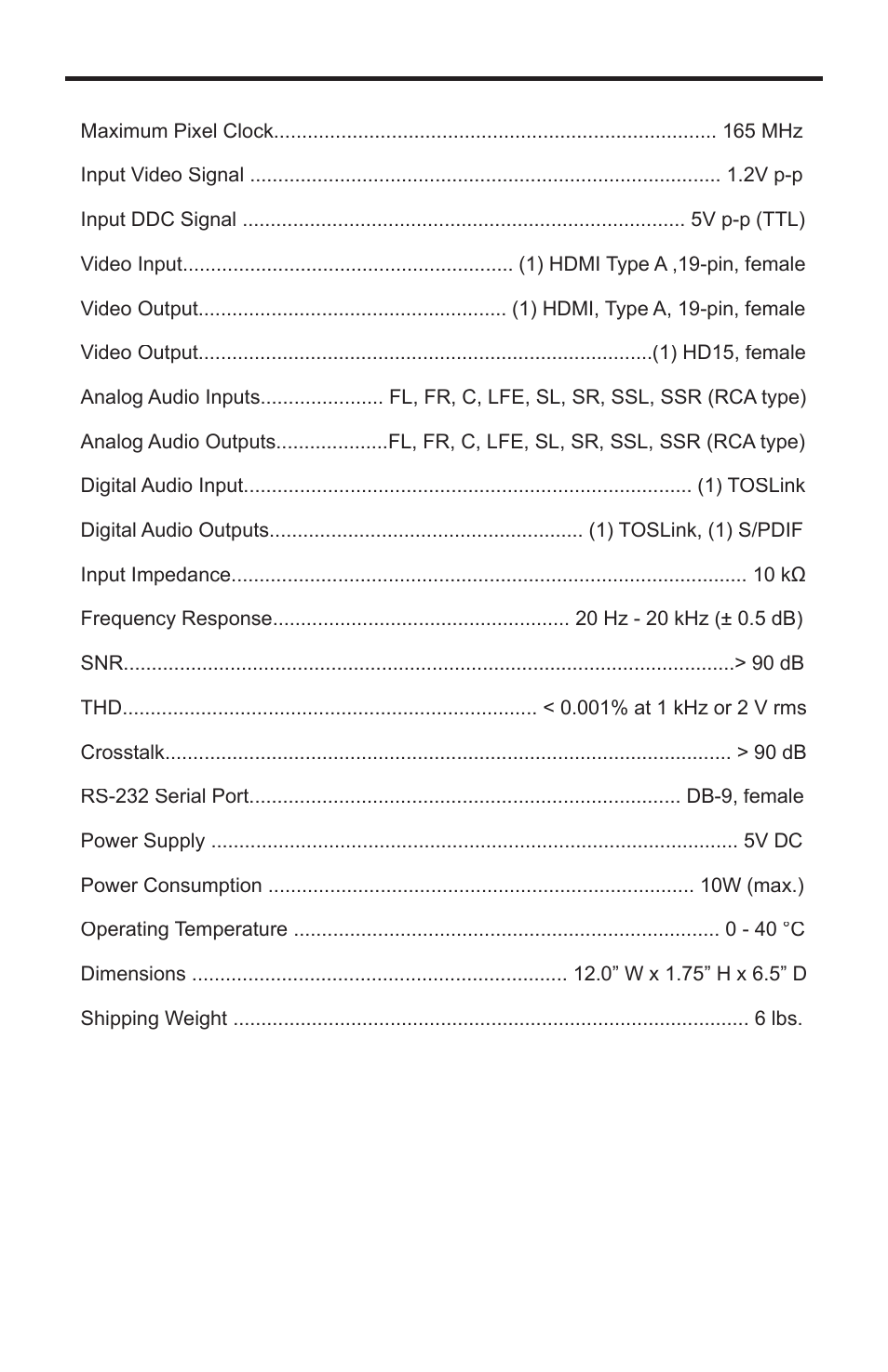 Specifications | Gefen GTB-HD-SIGGEN User Manual | Page 89 / 92