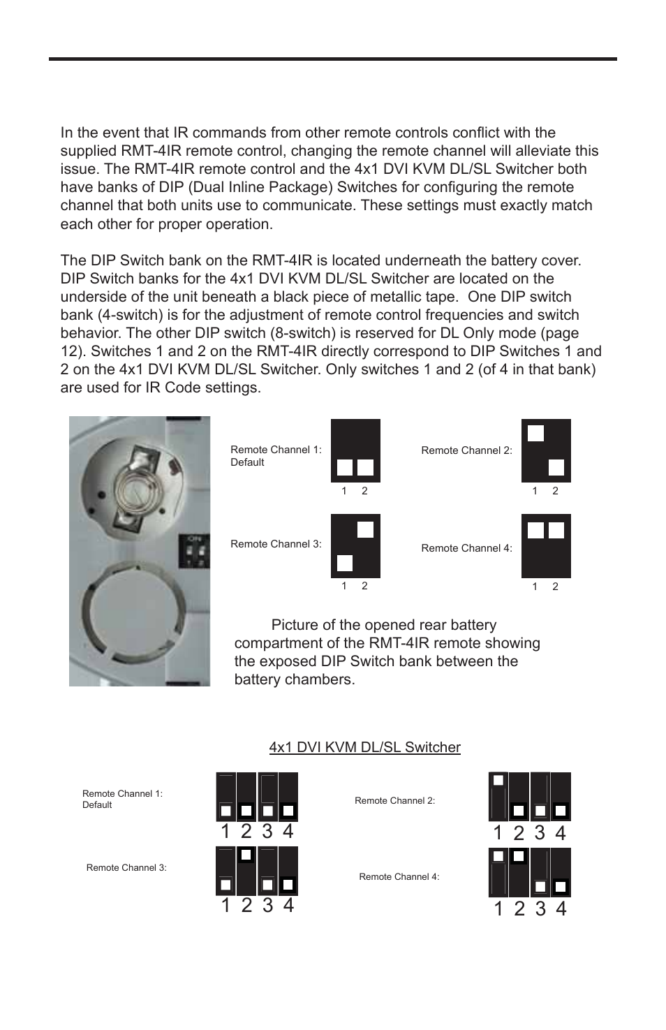 Rmt-4ir remote and 4x1 kvm switcher configuration | Gefen EXT-DVIKVM-441DL User Manual | Page 12 / 31