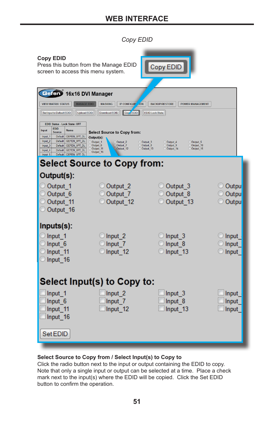 Web interface | Gefen DVI MATRIX EXT-DVI-16416 User Manual | Page 55 / 72