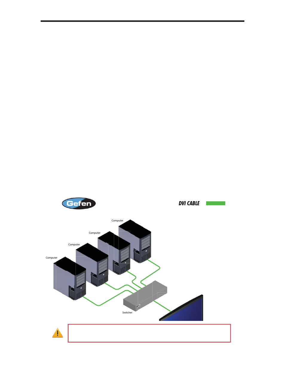 Connecting the 4x1 dvi switcher, Dvi cable | Gefen 4x1 DVI Switcher User Manual | Page 16 / 24