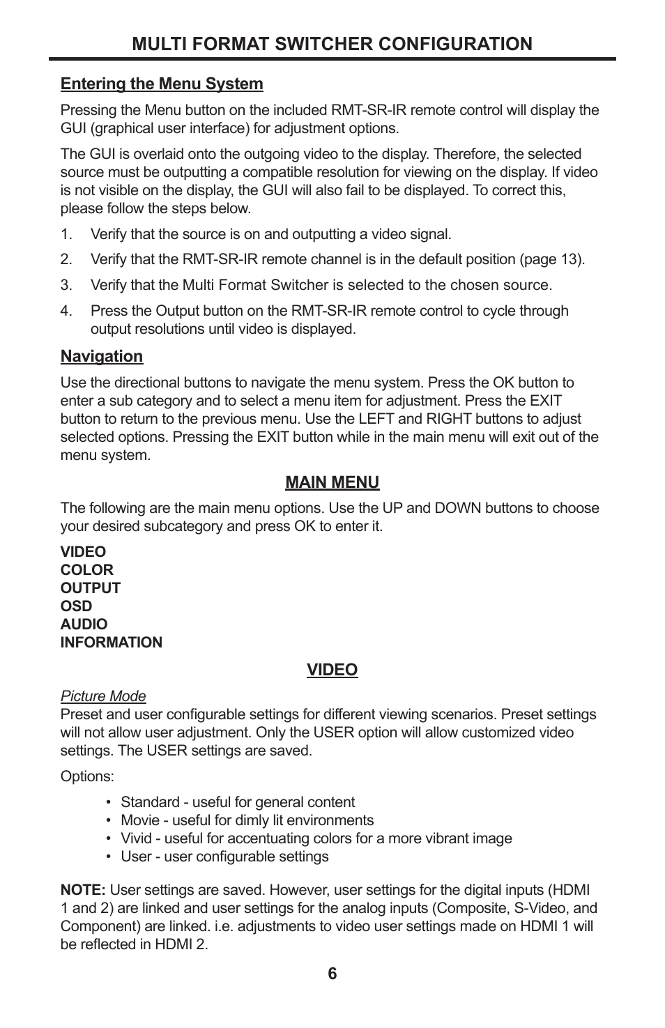 Multi format switcher configuration | Gefen GTV-MFS User Manual | Page 10 / 24