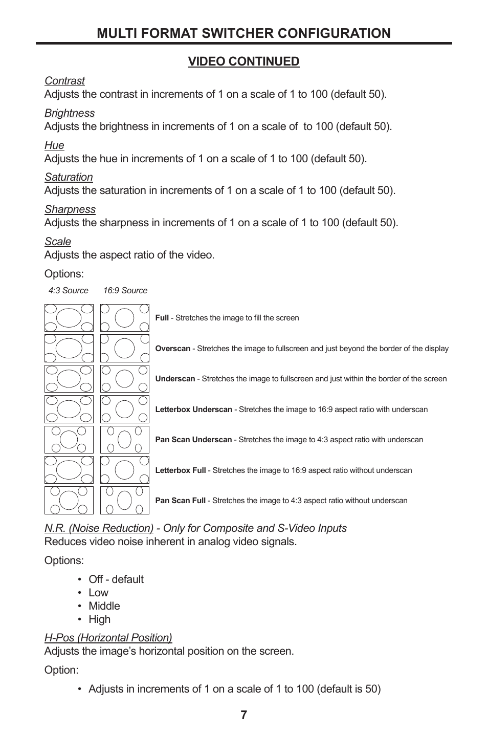 Multi format switcher configuration, Video continued | Gefen GTV-MFS User Manual | Page 11 / 24