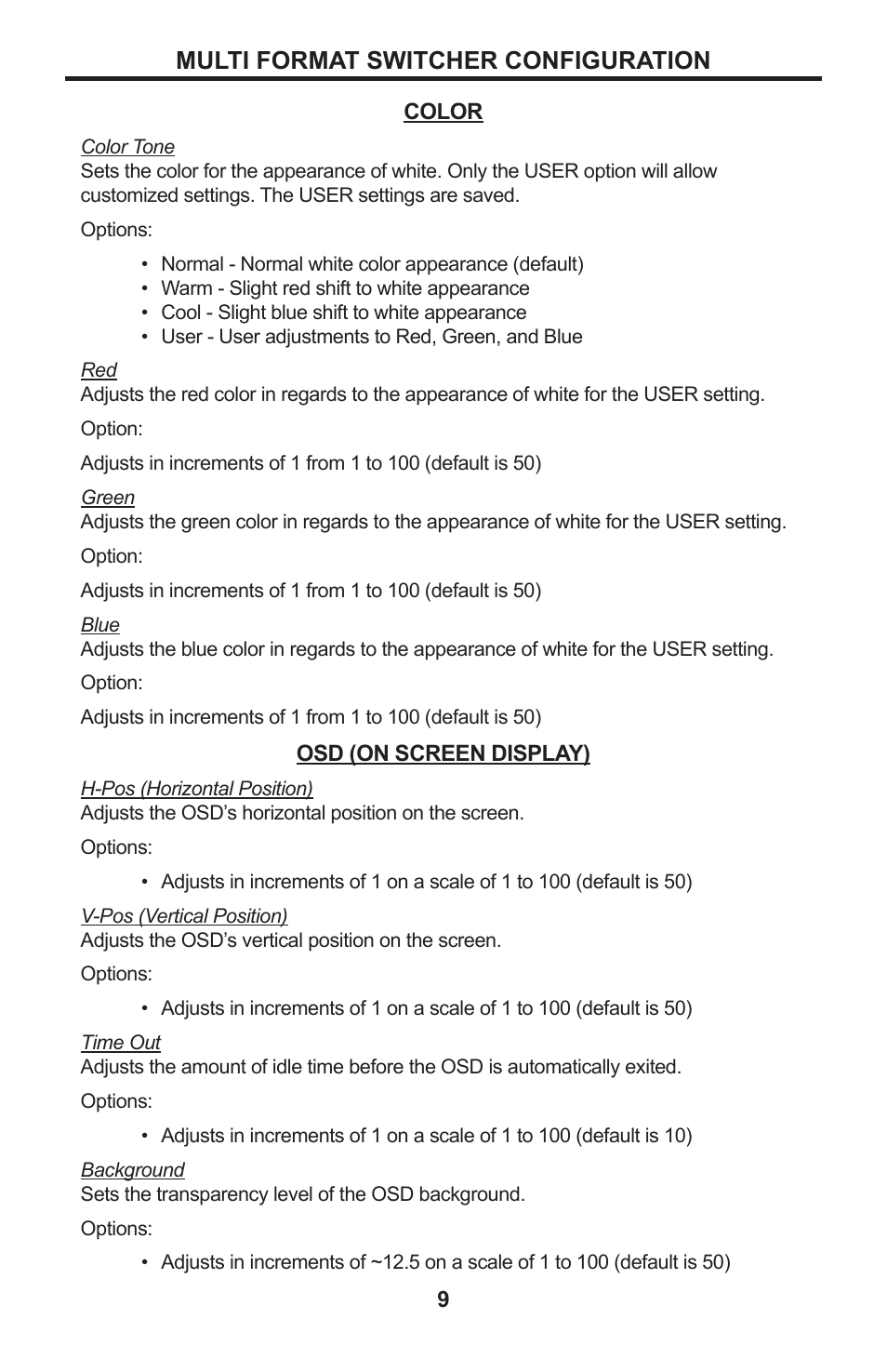 Multi format switcher configuration | Gefen GTV-MFS User Manual | Page 13 / 24