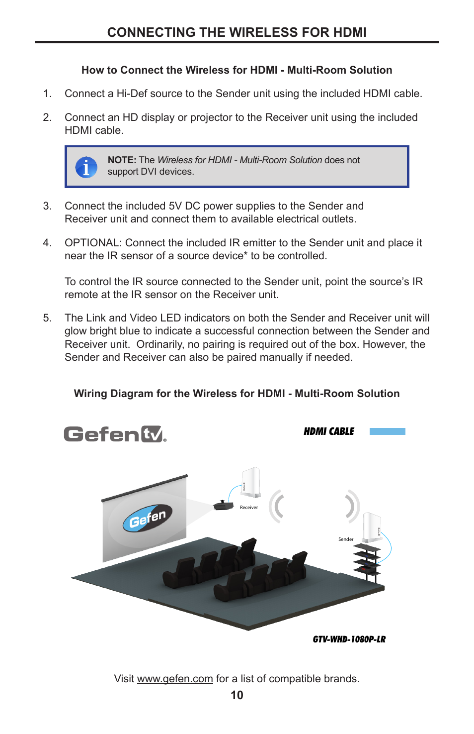 Connecting the wireless for hdmi | Gefen GTV-WHD-1080P-LR-BLK User Manual | Page 14 / 37