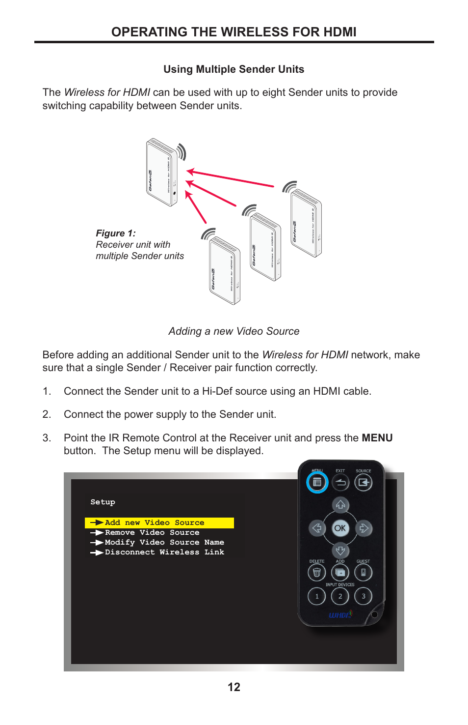 Operating the wireless for hdmi | Gefen GTV-WHD-1080P-LR-BLK User Manual | Page 16 / 37