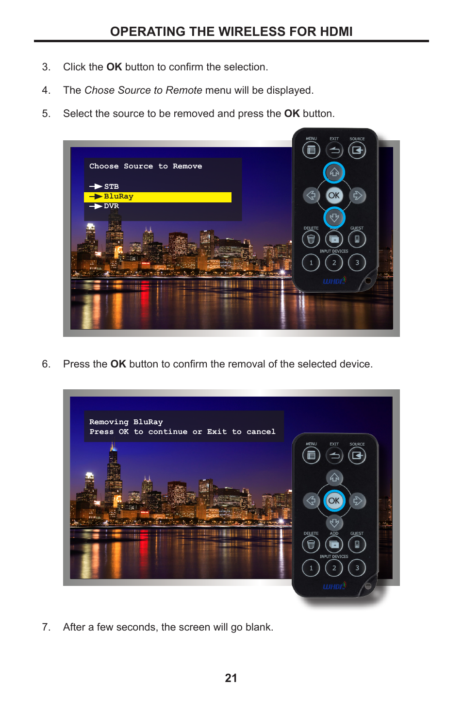 Operating the wireless for hdmi | Gefen GTV-WHD-1080P-LR-BLK User Manual | Page 25 / 37