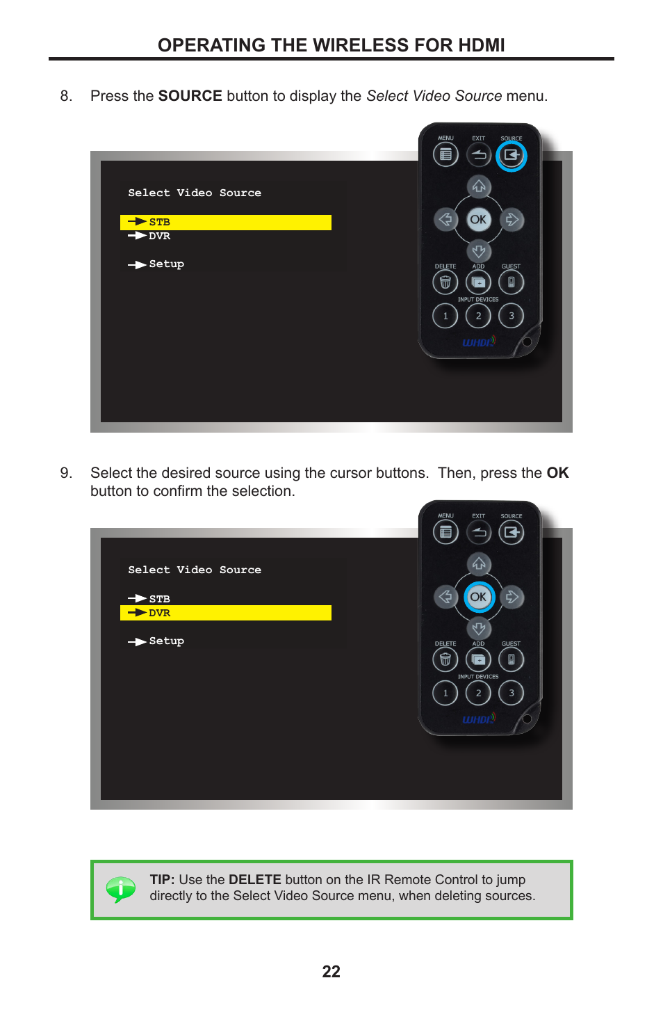Operating the wireless for hdmi | Gefen GTV-WHD-1080P-LR-BLK User Manual | Page 26 / 37