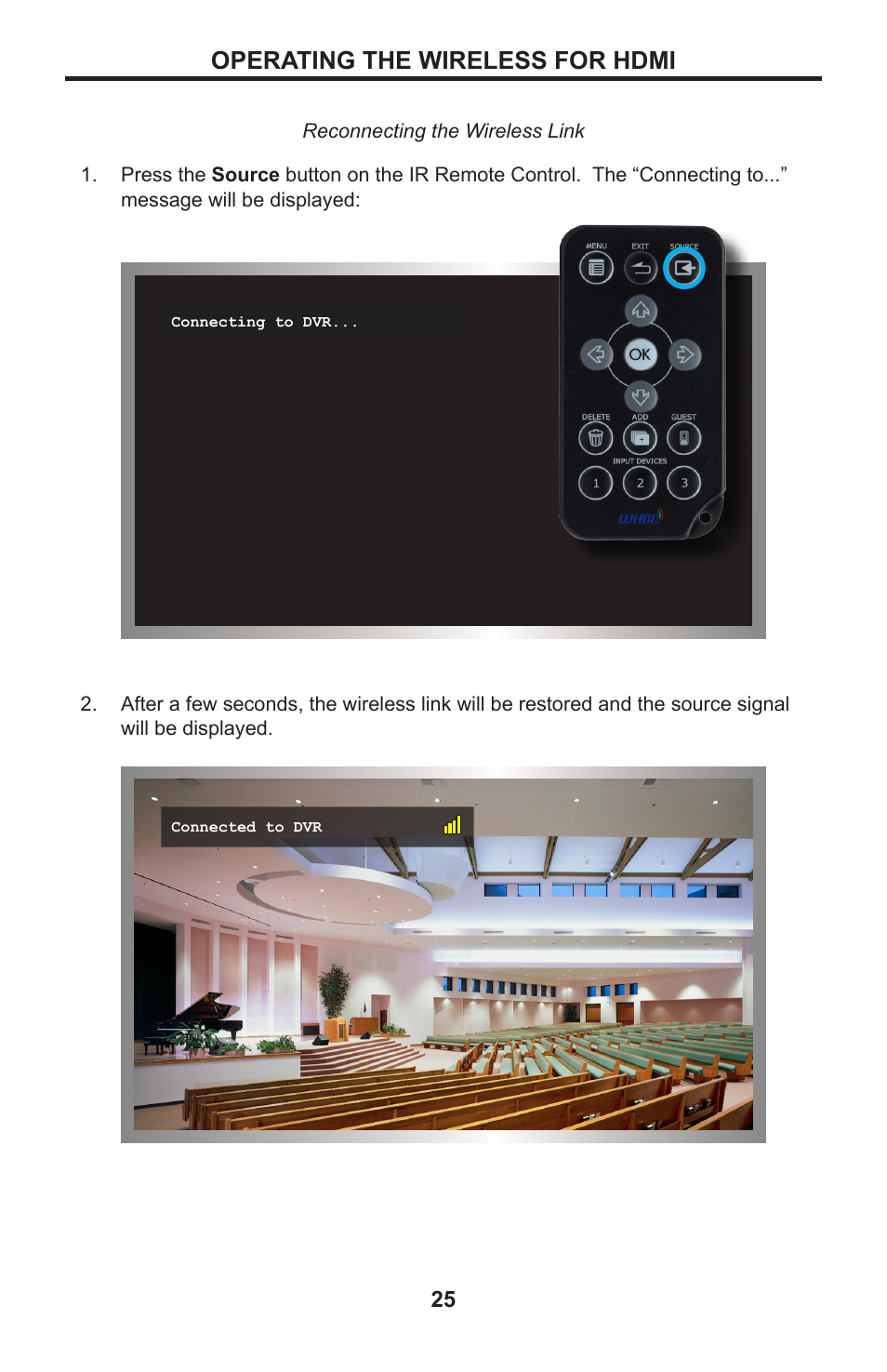 Operating the wireless for hdmi | Gefen GTV-WHD-1080P-LR-BLK User Manual | Page 29 / 37