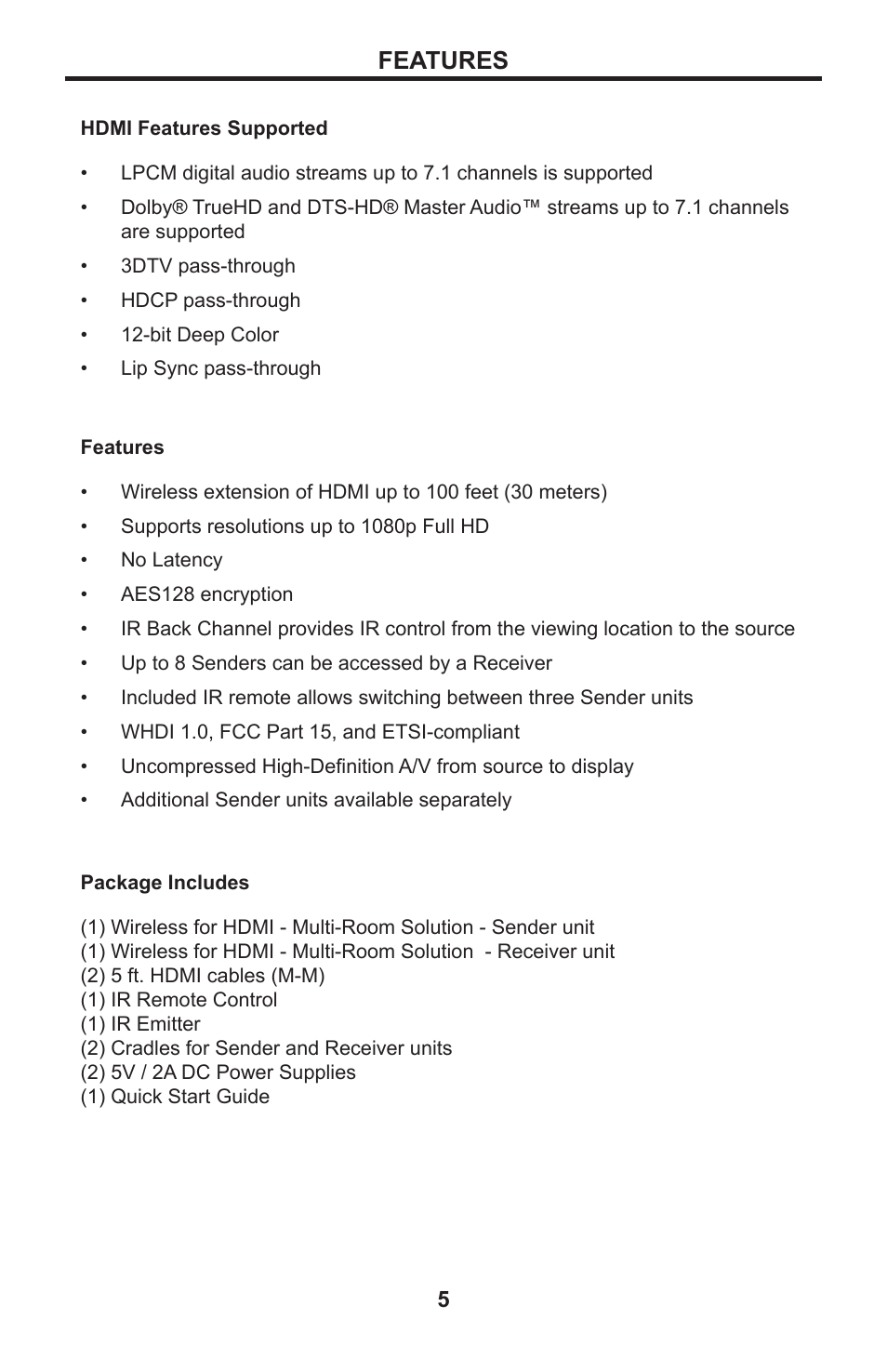 Features | Gefen GTV-WHD-1080P-LR-BLK User Manual | Page 9 / 37