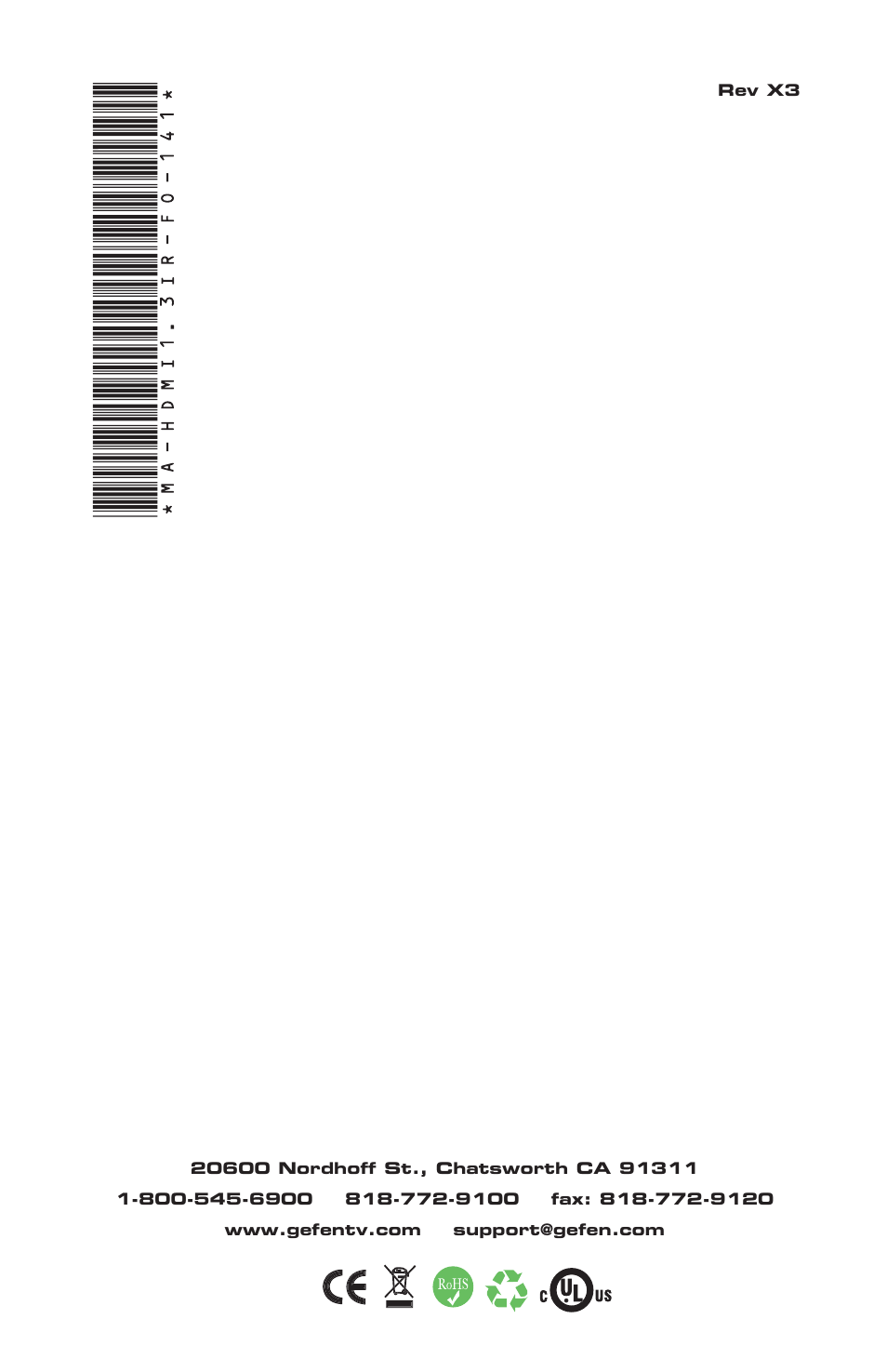 Gefen EXT-HDMI1.3IR-FO-141 User Manual | Page 13 / 13
