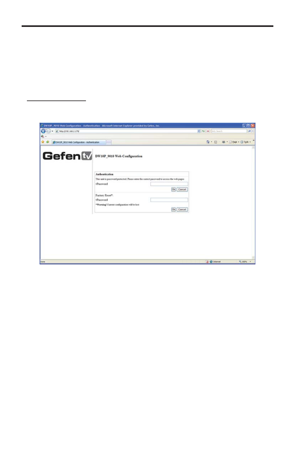 Web configuration | Gefen GTV-ETH-2COAX User Manual | Page 27 / 33