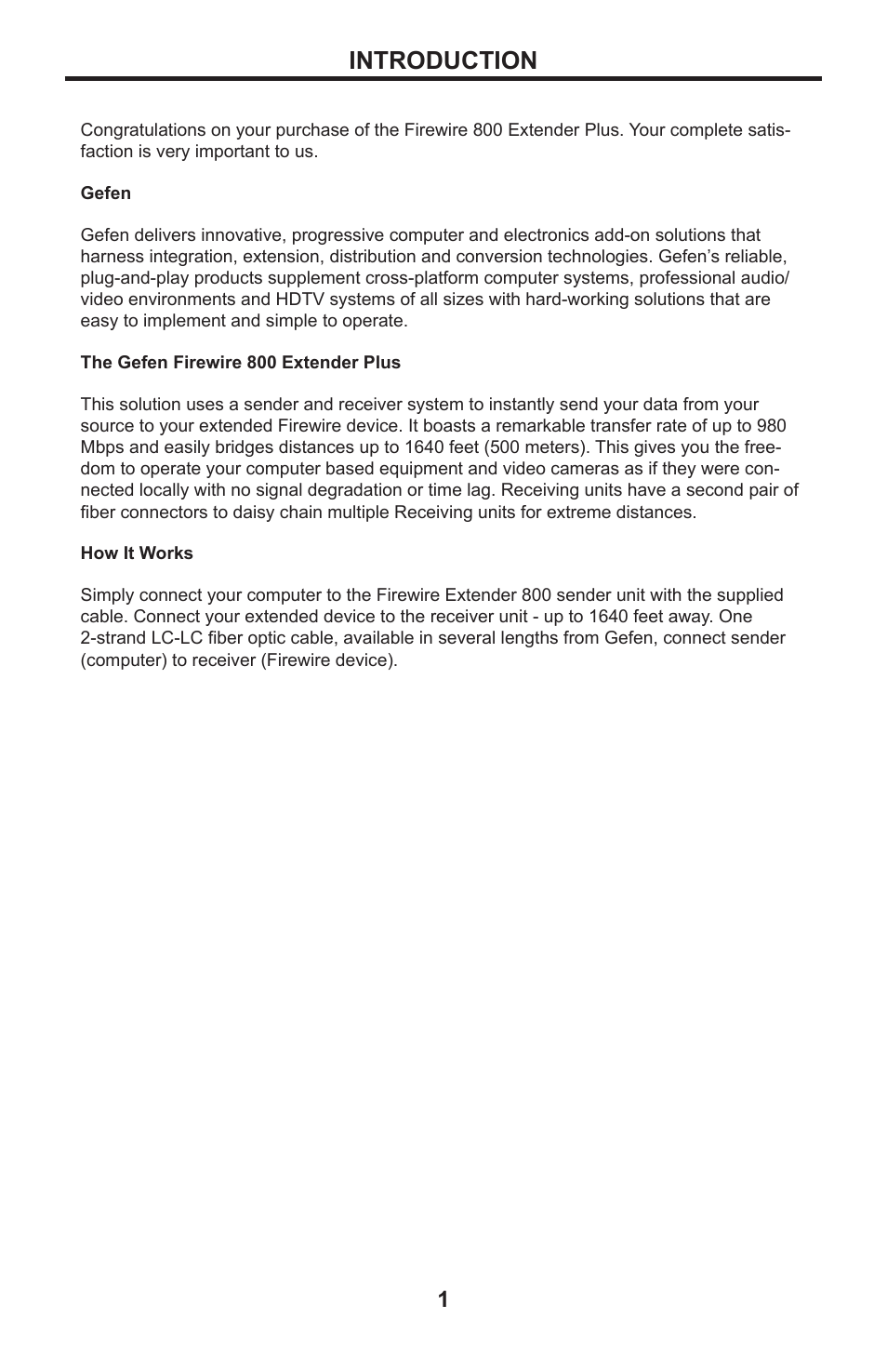 Introduction | Gefen Firewire 800 Extender Plus EXT-FW-1394BP User Manual | Page 5 / 16