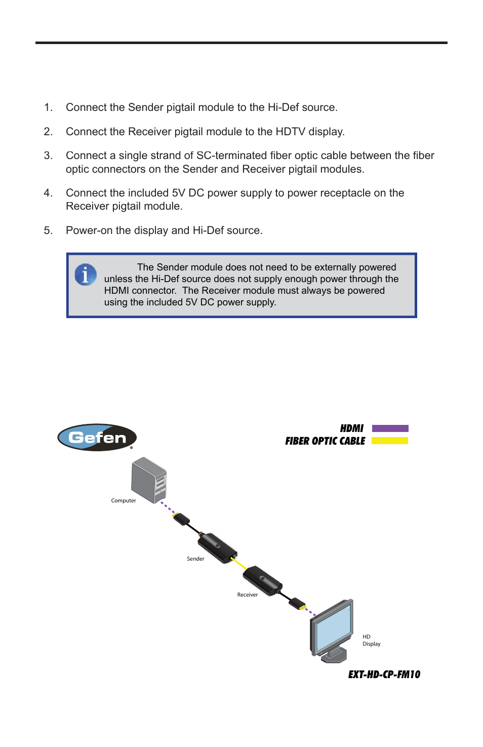 Connecting the hd extender 1fo | Gefen EXT-HD-CP-FM10 User Manual | Page 10 / 16