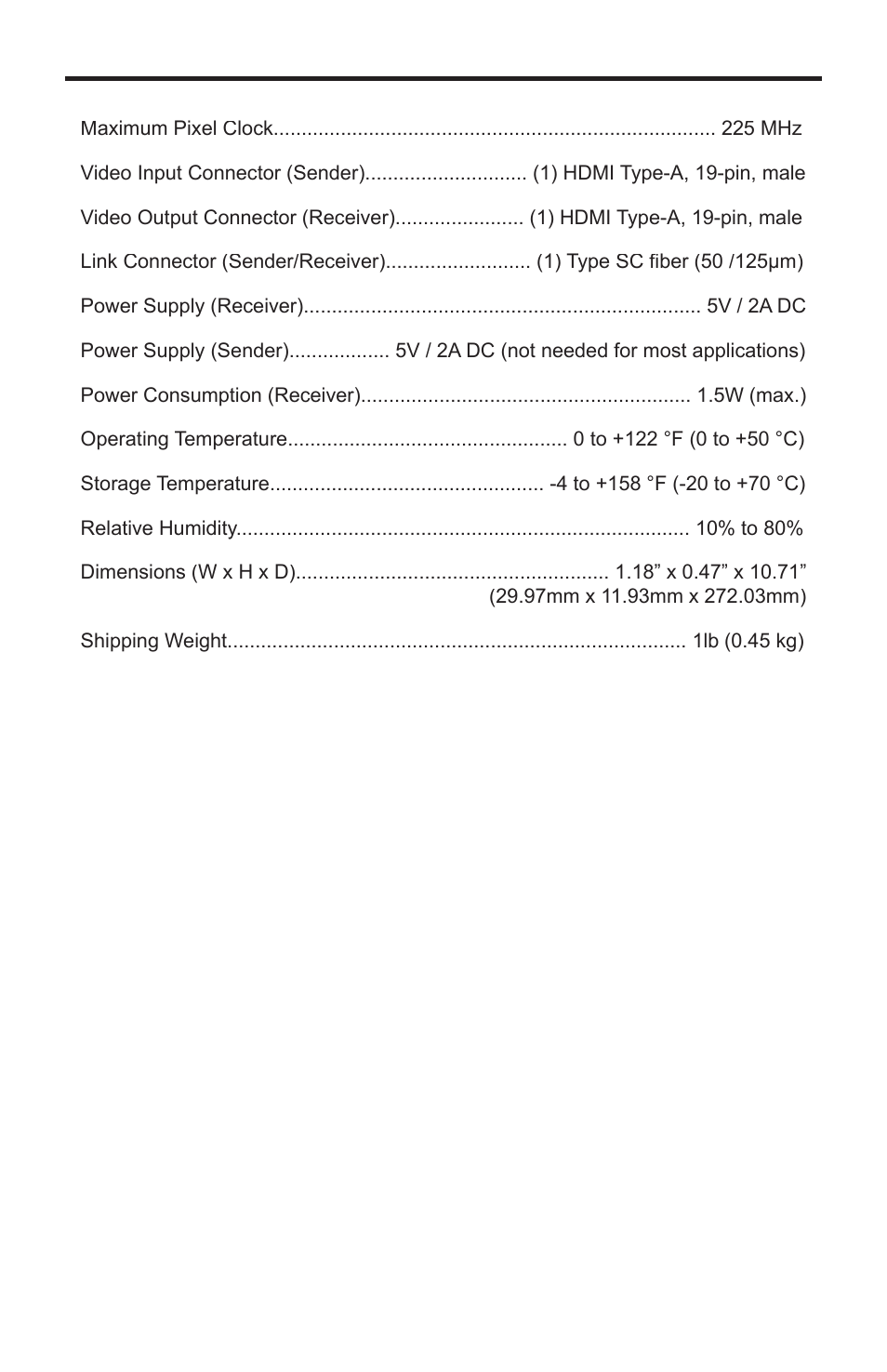 Specifications | Gefen EXT-HD-CP-FM10 User Manual | Page 12 / 16