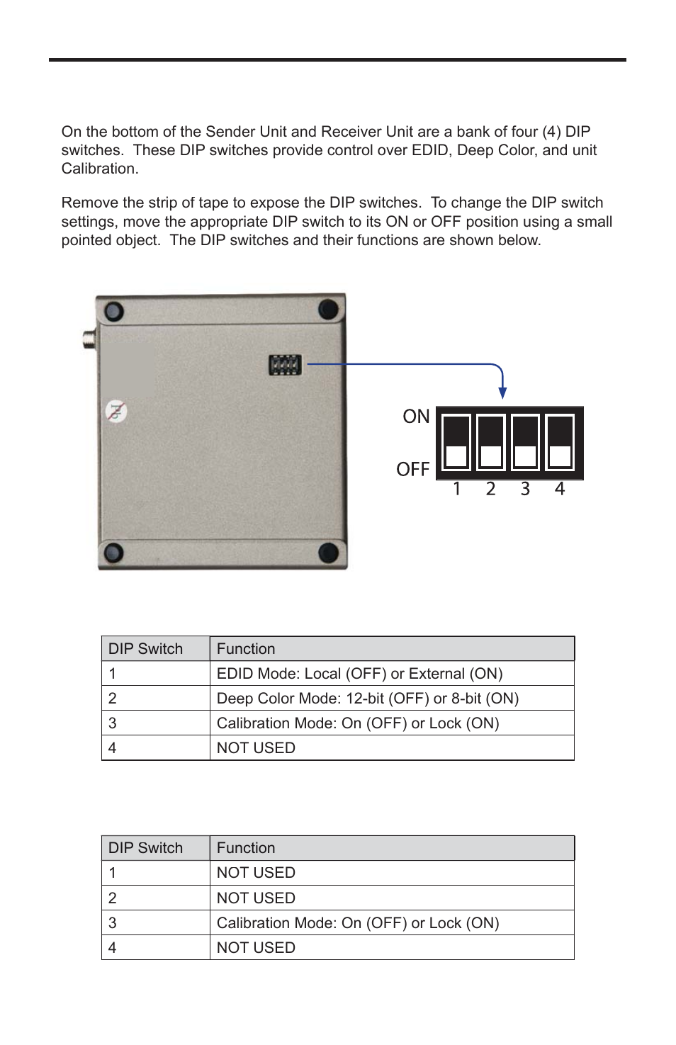 Dip switch configuration | Gefen EXT-HDMI1.3-1FO User Manual | Page 13 / 20