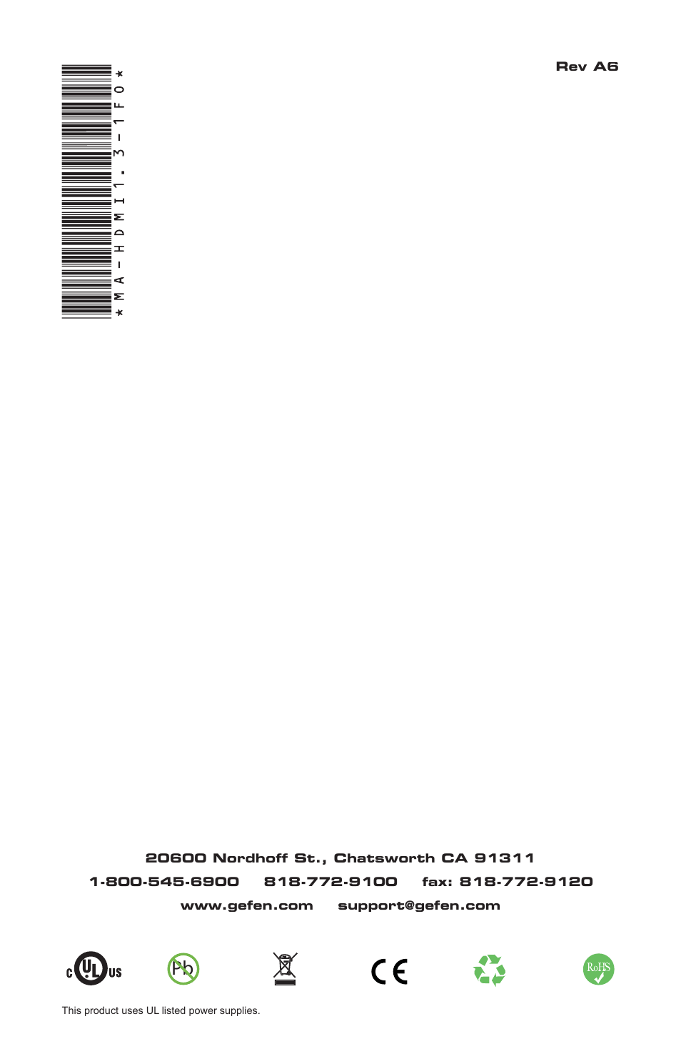 Gefen EXT-HDMI1.3-1FO User Manual | Page 20 / 20