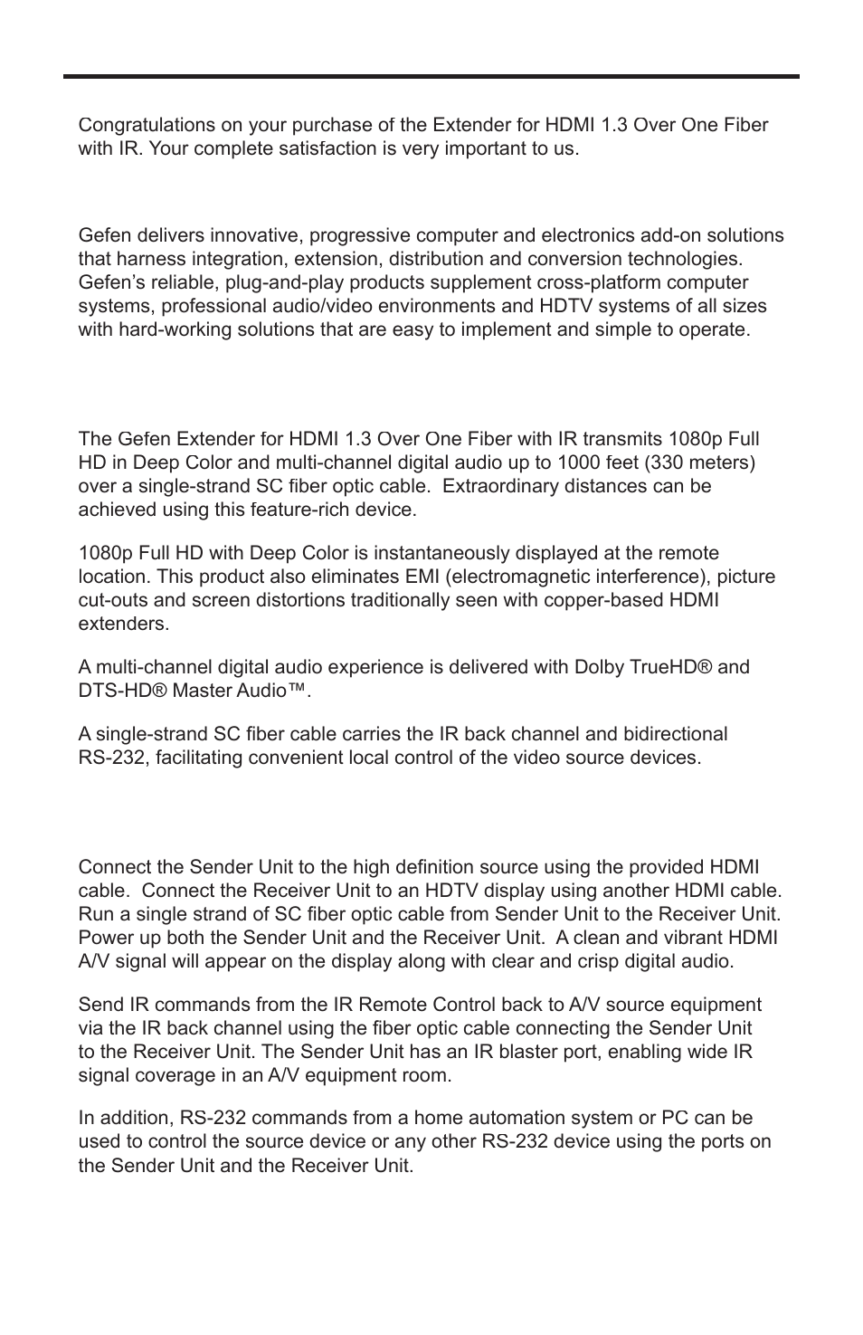 Introduction | Gefen EXT-HDMI1.3-1FO User Manual | Page 5 / 20