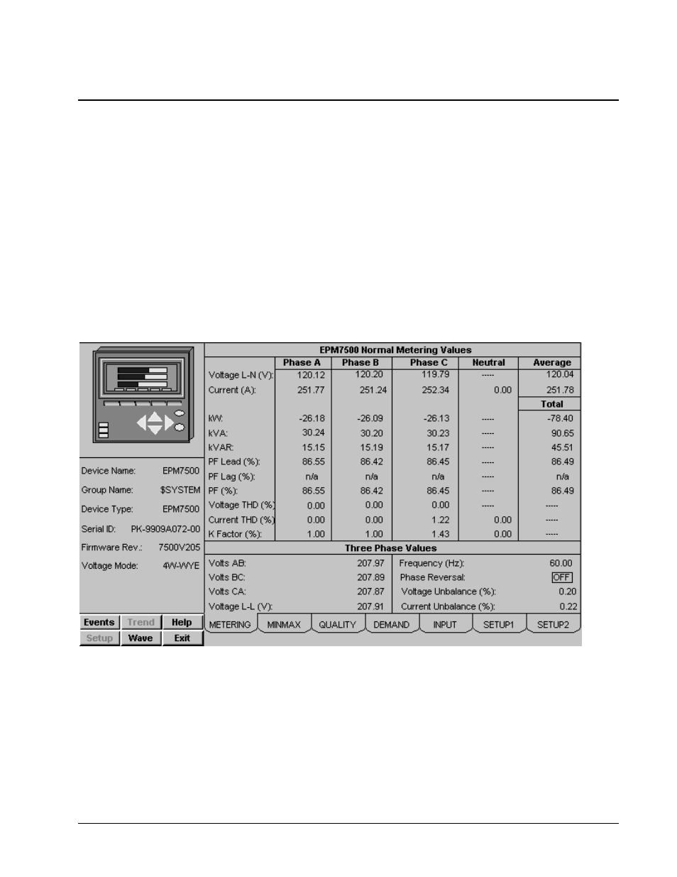 Epm 7500/7600 meter, Metering tab | GE DEH-210 User Manual | Page 133 / 220