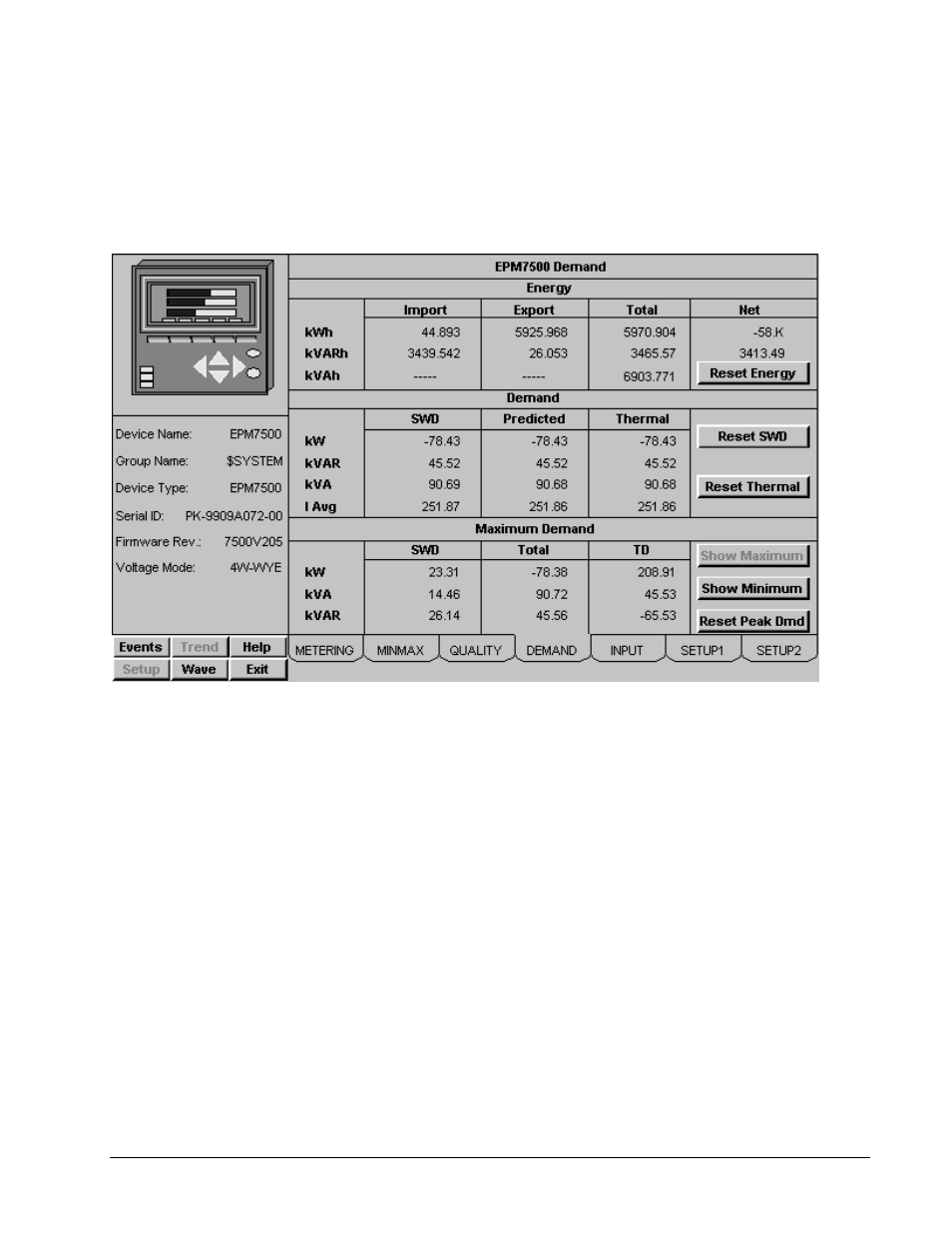 Demand tab | GE DEH-210 User Manual | Page 137 / 220