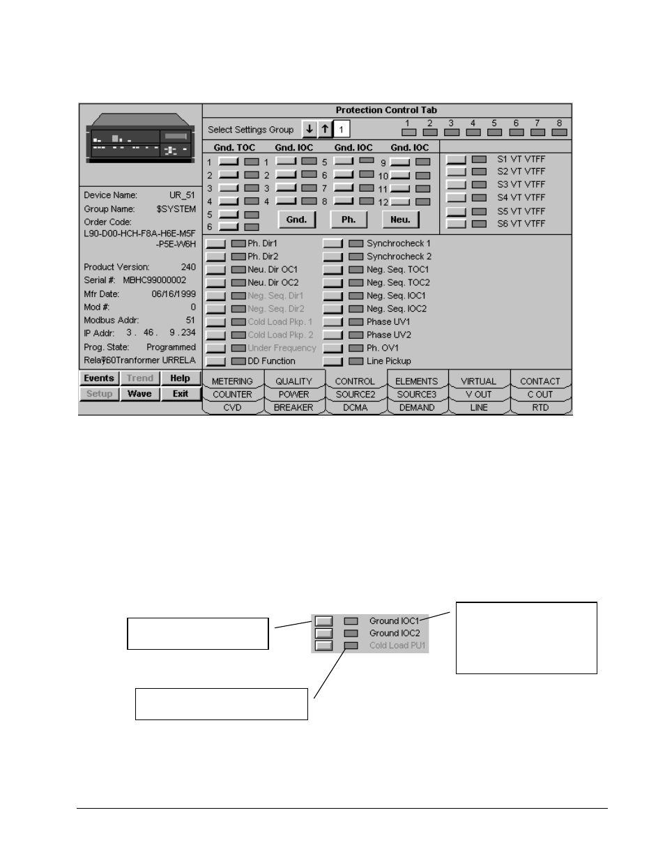 Protection control tab, Grouped protection settings | GE DEH-210 User Manual | Page 156 / 220