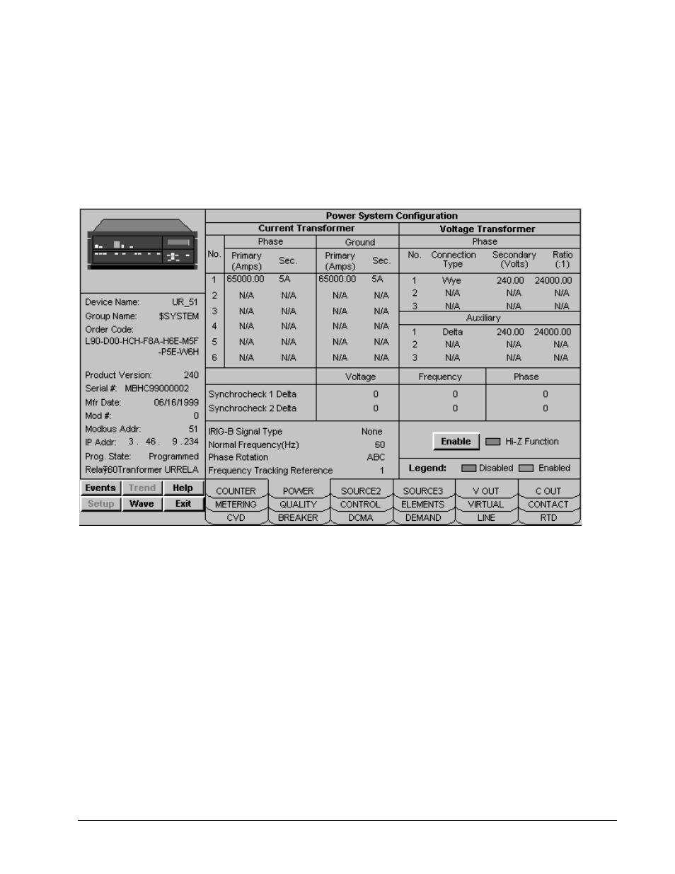 Power system configuration tab | GE DEH-210 User Manual | Page 157 / 220