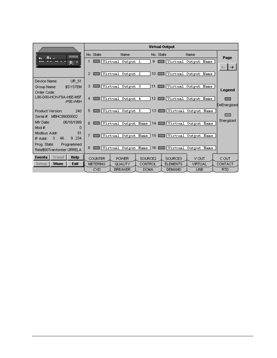 Virtual outputs tab, Virtual outputs | GE DEH-210 User Manual | Page 162 / 220