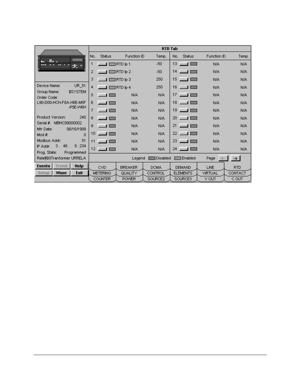 Remote temperature detection tab, Rtd tab | GE DEH-210 User Manual | Page 171 / 220