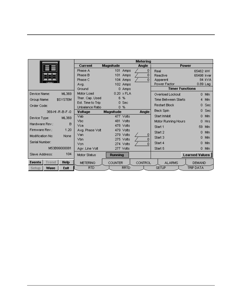 Motor management relay, 369 motor management relay, Metering tab | GE DEH-210 User Manual | Page 175 / 220