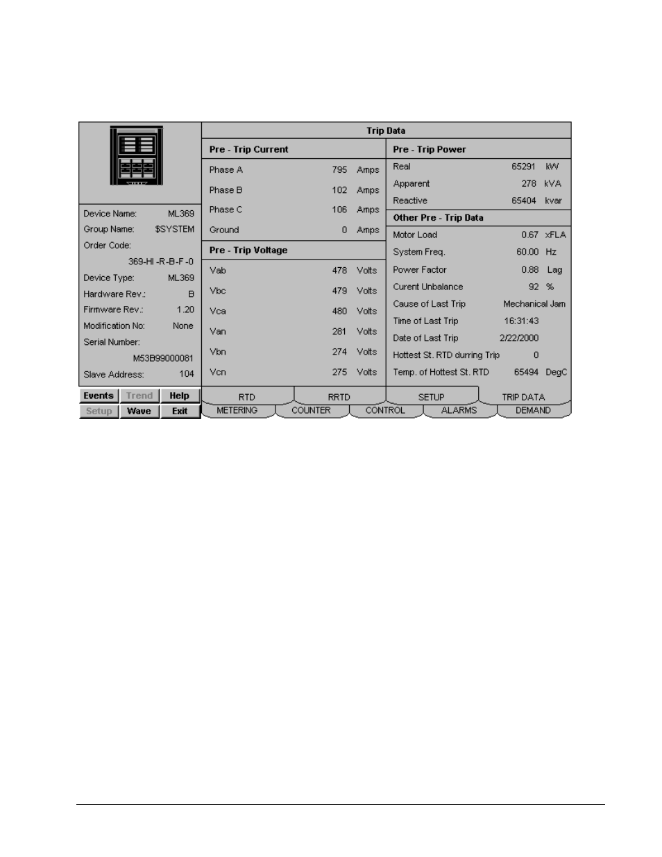 Trip data tab | GE DEH-210 User Manual | Page 178 / 220