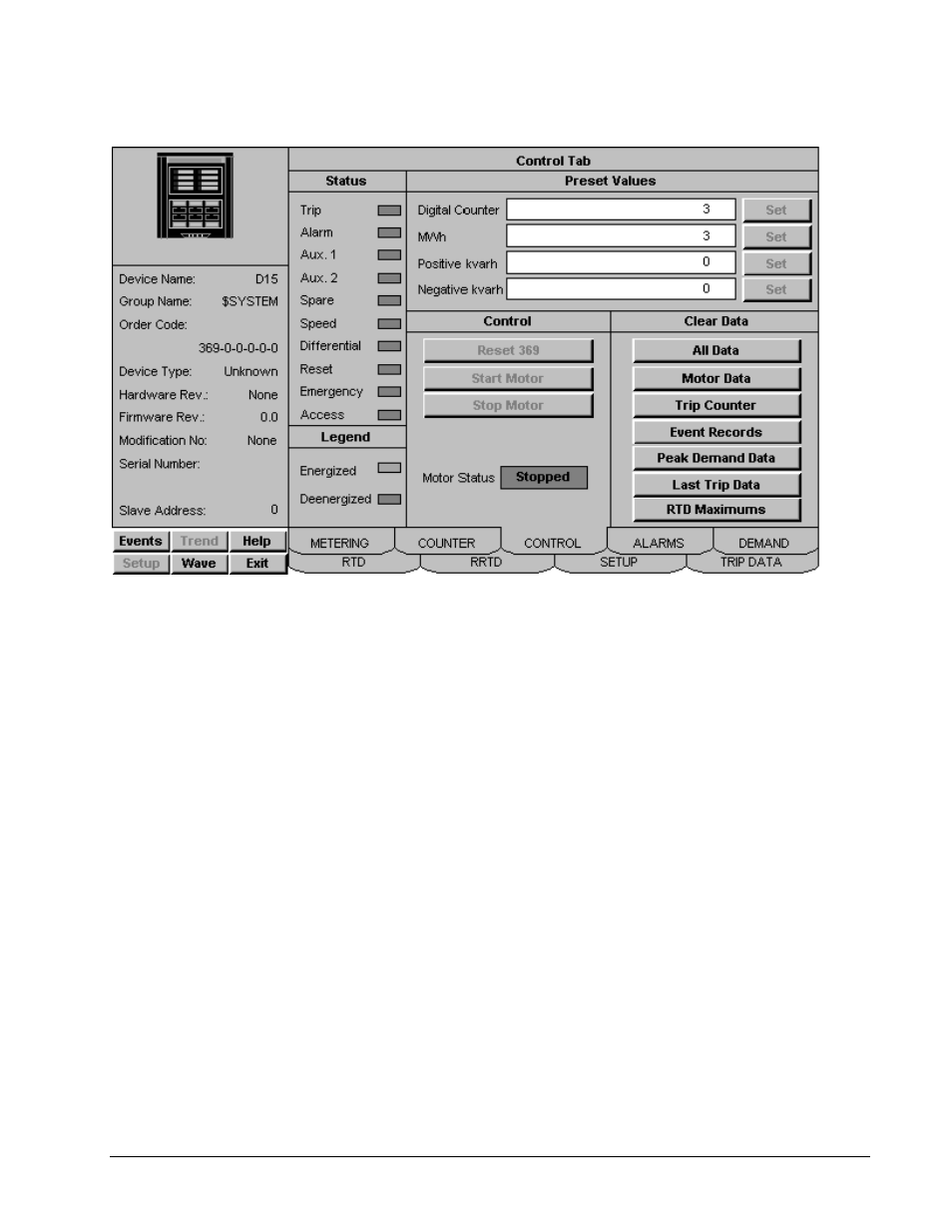 Control tab | GE DEH-210 User Manual | Page 183 / 220