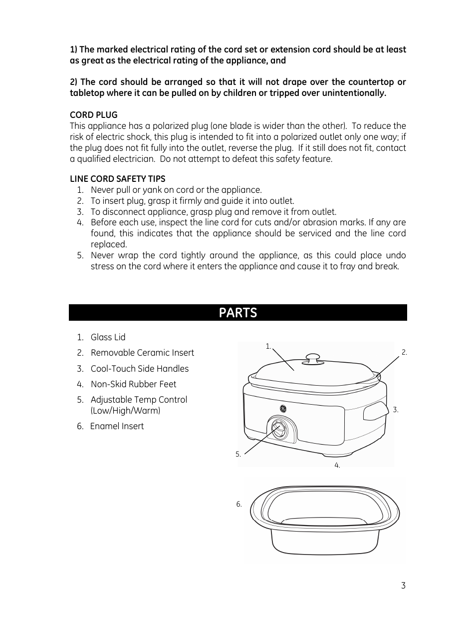 Parts | GE 169085 User Manual | Page 3 / 10