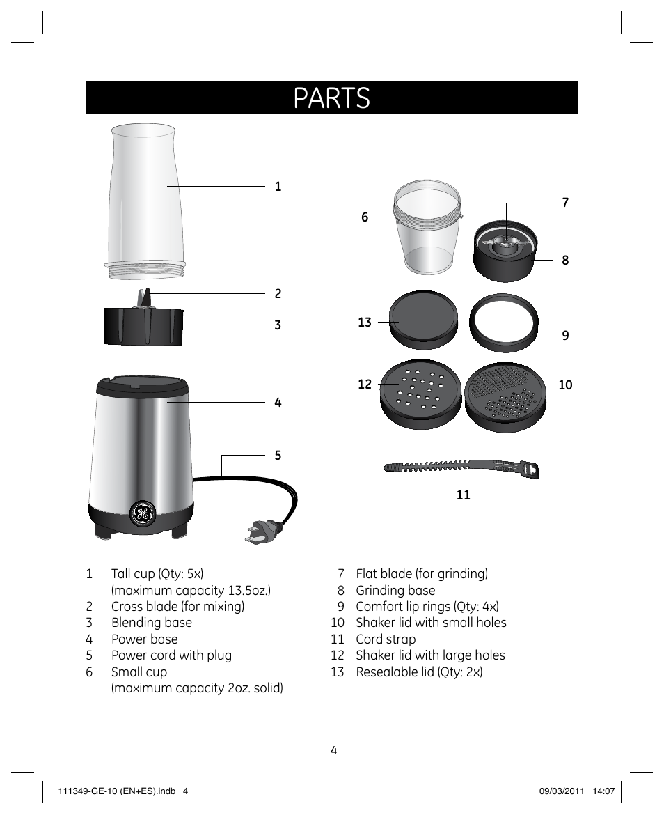 Parts | GE 898679 User Manual | Page 4 / 19
