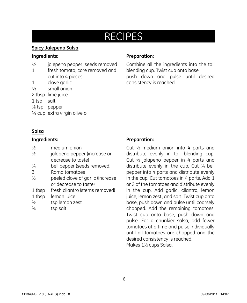 Recipes | GE 898679 User Manual | Page 8 / 19