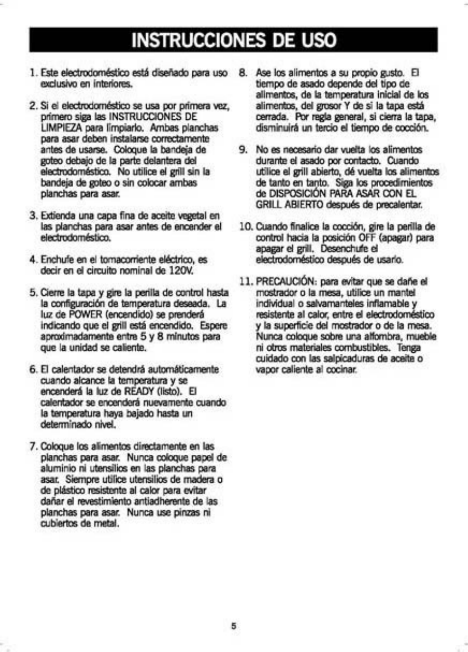 Instrucciones de uso | GE 169039 User Manual | Page 10 / 14