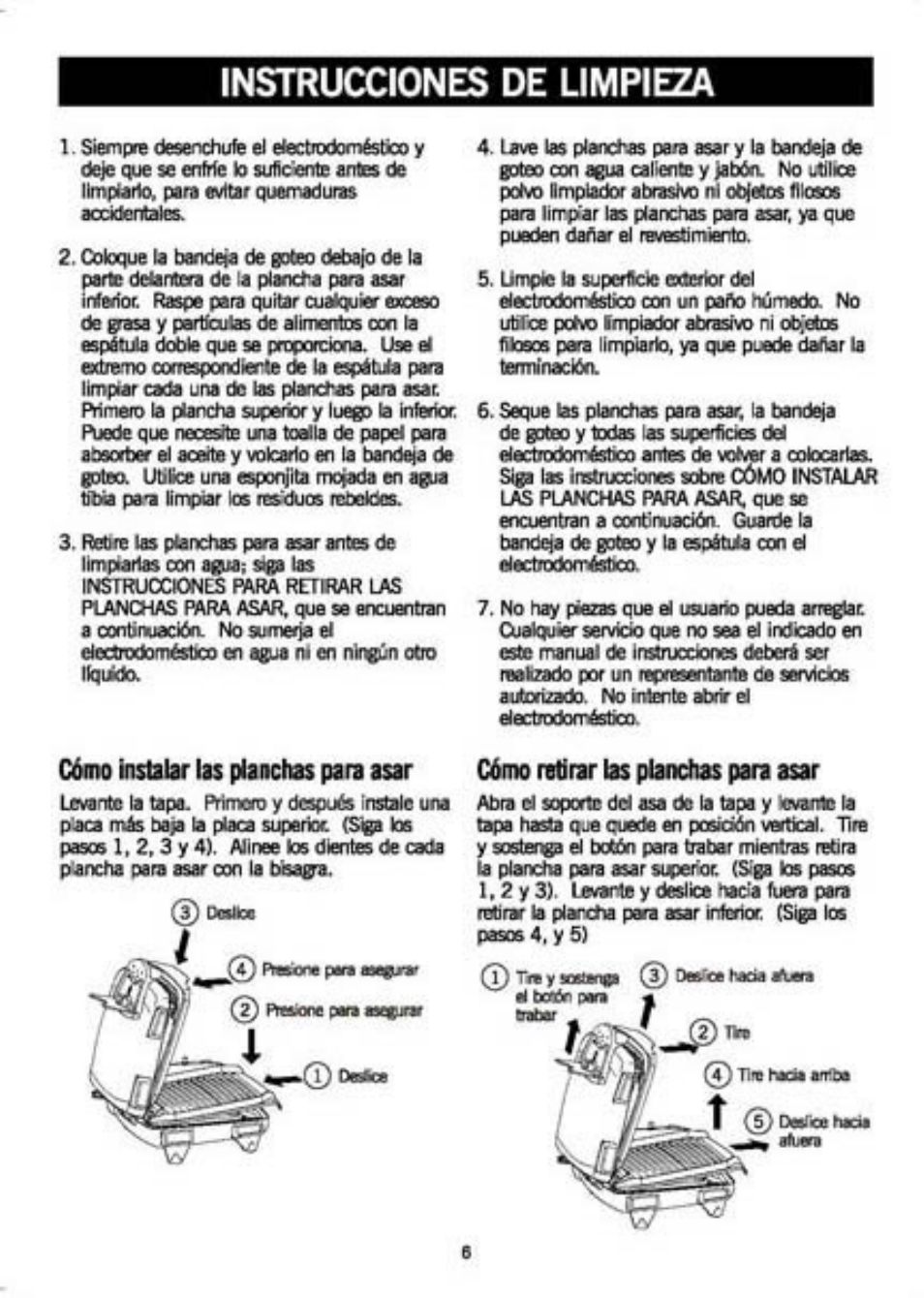 Instrucciones de limpieza | GE 169039 User Manual | Page 12 / 14