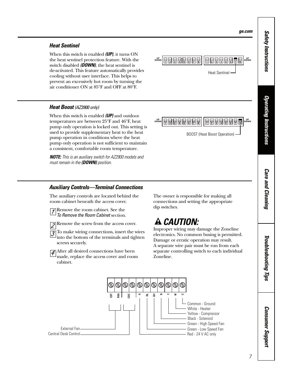 Caution | GE Zoneline TINSEA530JBRZ User Manual | Page 7 / 24