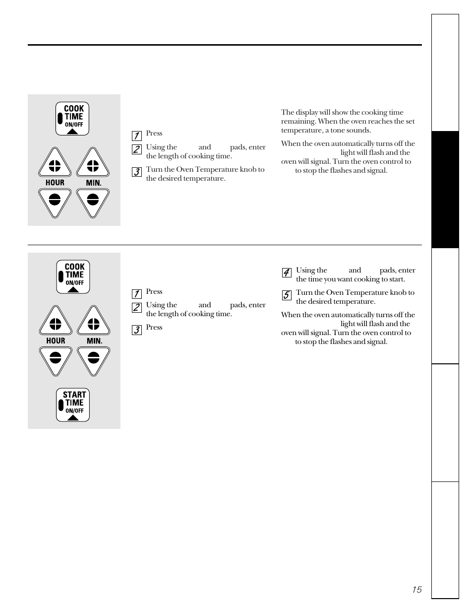 Timed baking and roasting, Using the timed baking and roasting features | GE 49-8830-1A User Manual | Page 15 / 35