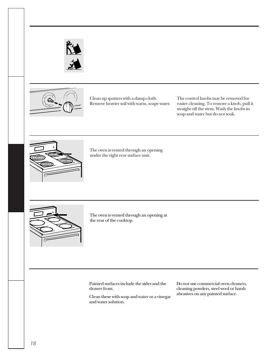Care and cleaning of the range | GE 49-8830-1A User Manual | Page 18 / 35