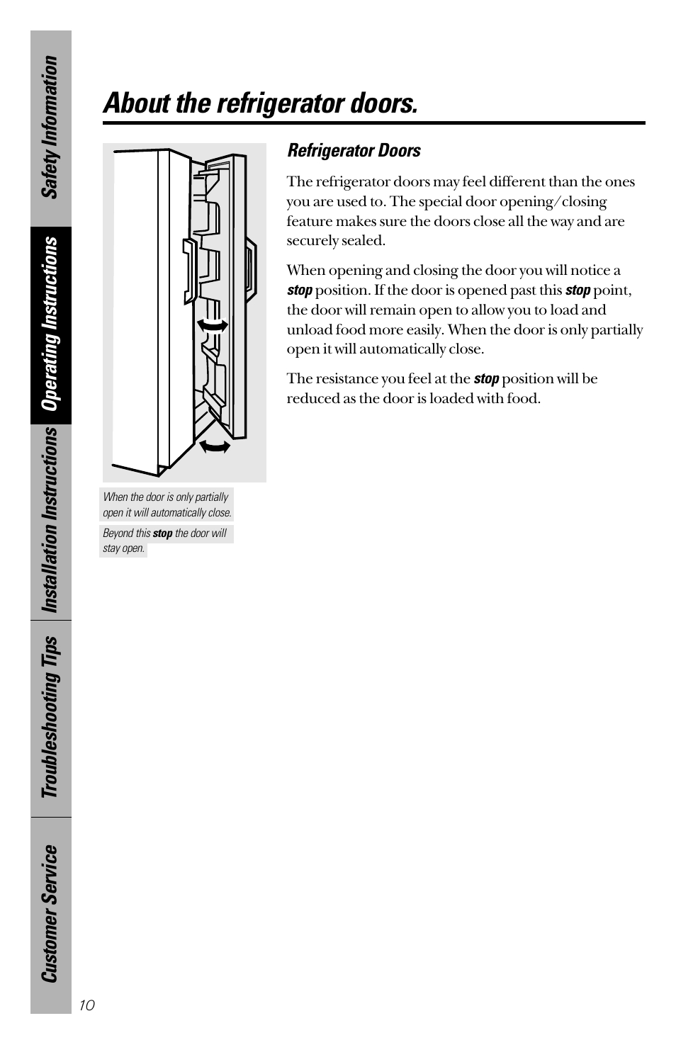 Features, Features –14, About the refrigerator doors | GE 28 User Manual | Page 10 / 136