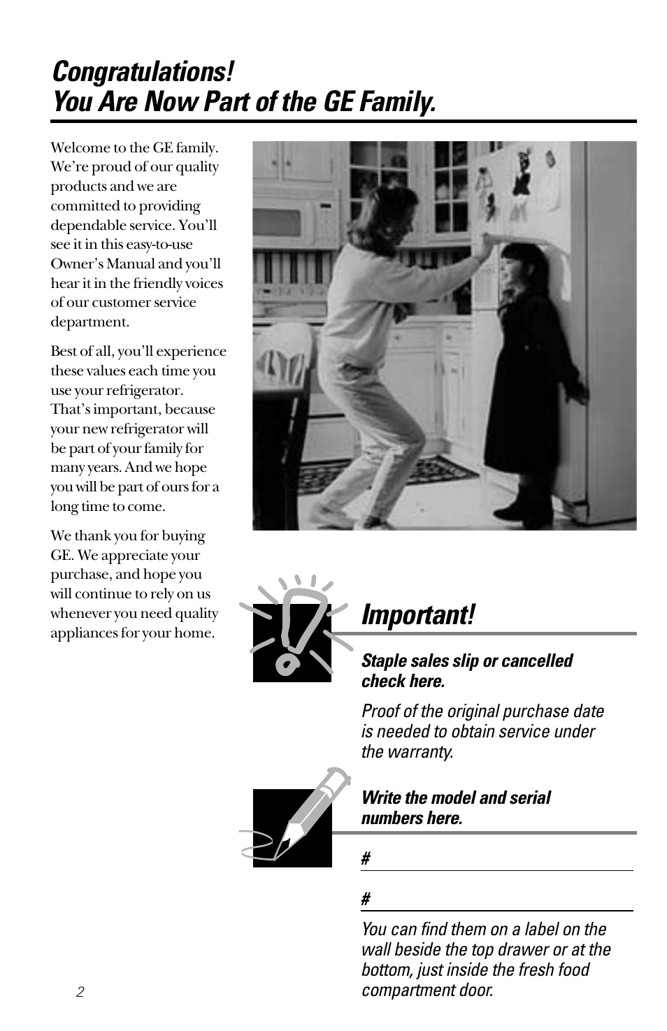Important | GE 28 User Manual | Page 2 / 136