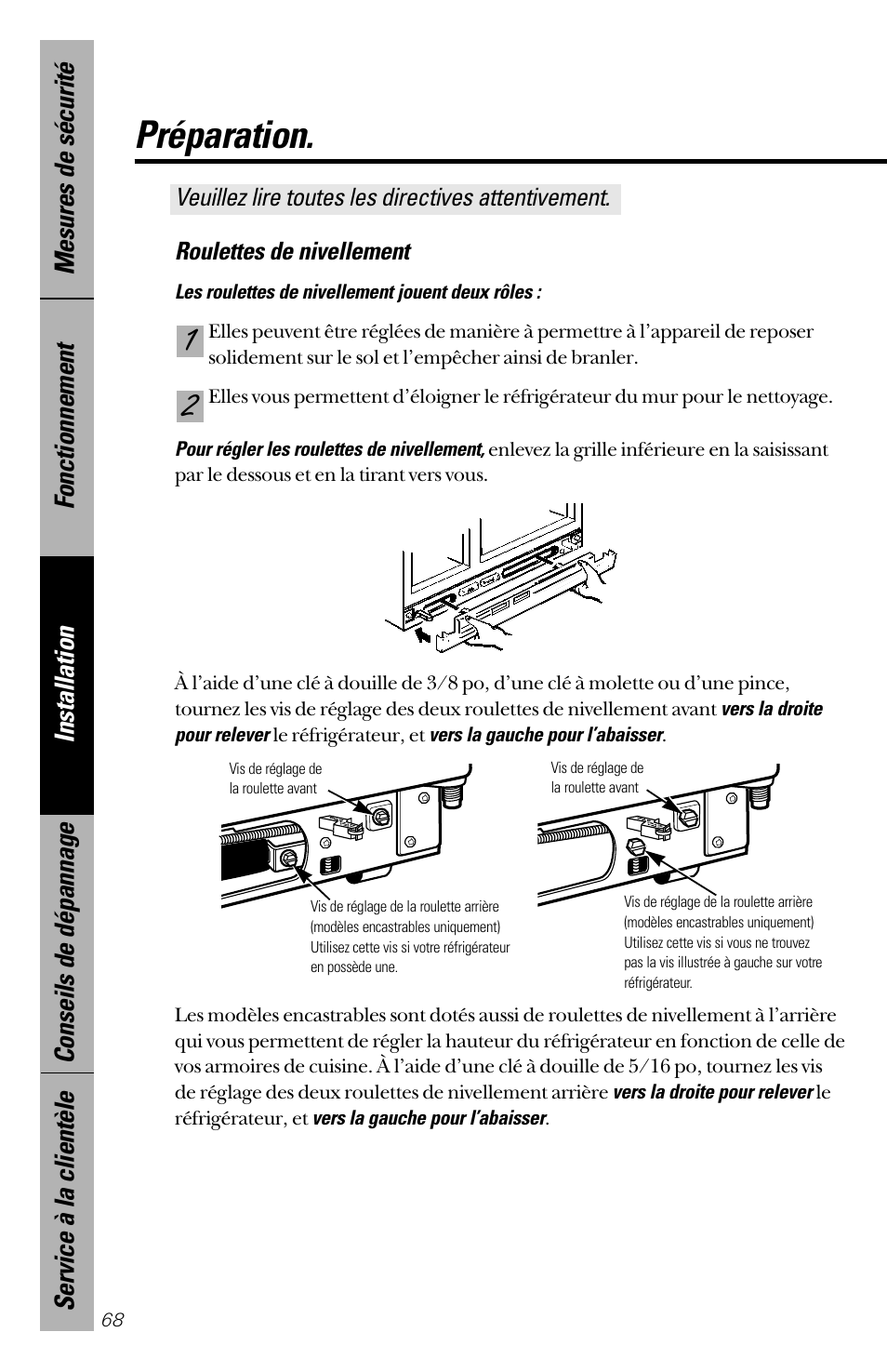 Préparation | GE 28 User Manual | Page 68 / 136