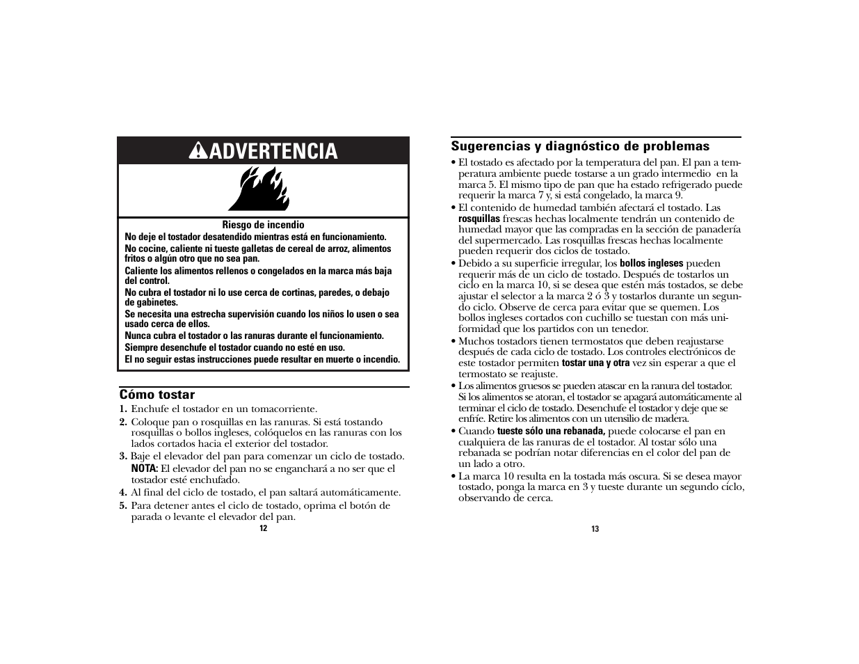 Wadvertencia | GE 169145 User Manual | Page 8 / 10