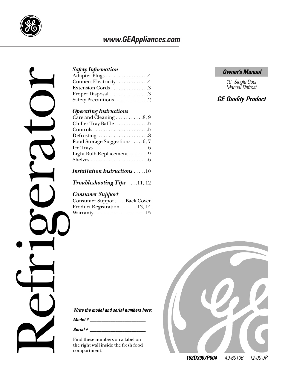 GE 162D3907P004 User Manual | 16 pages