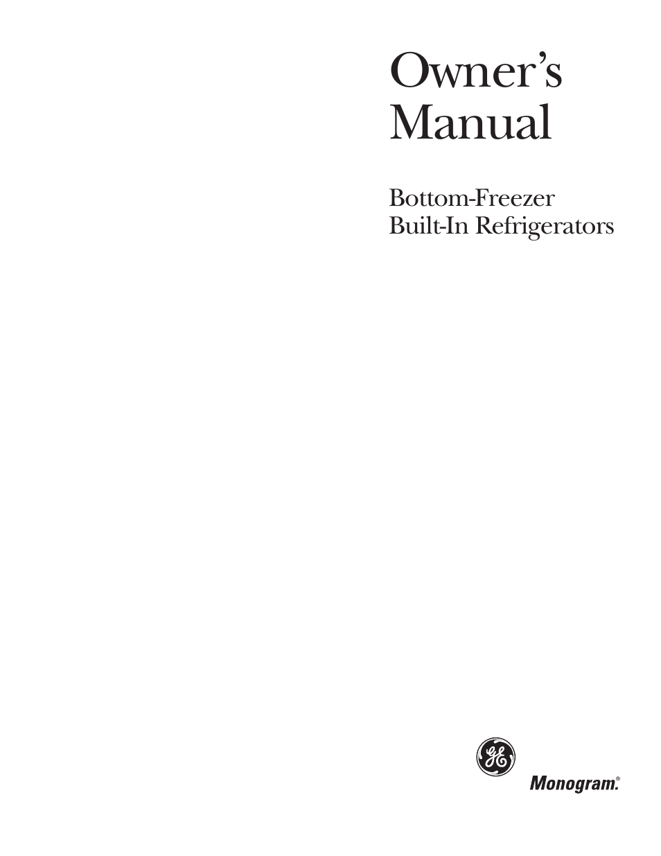 GE Bottom-Freezer Built-In Refrigerators User Manual | 20 pages