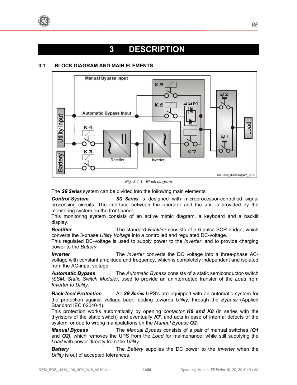 3 description | GE SG SERIES 20 User Manual | Page 11 / 88