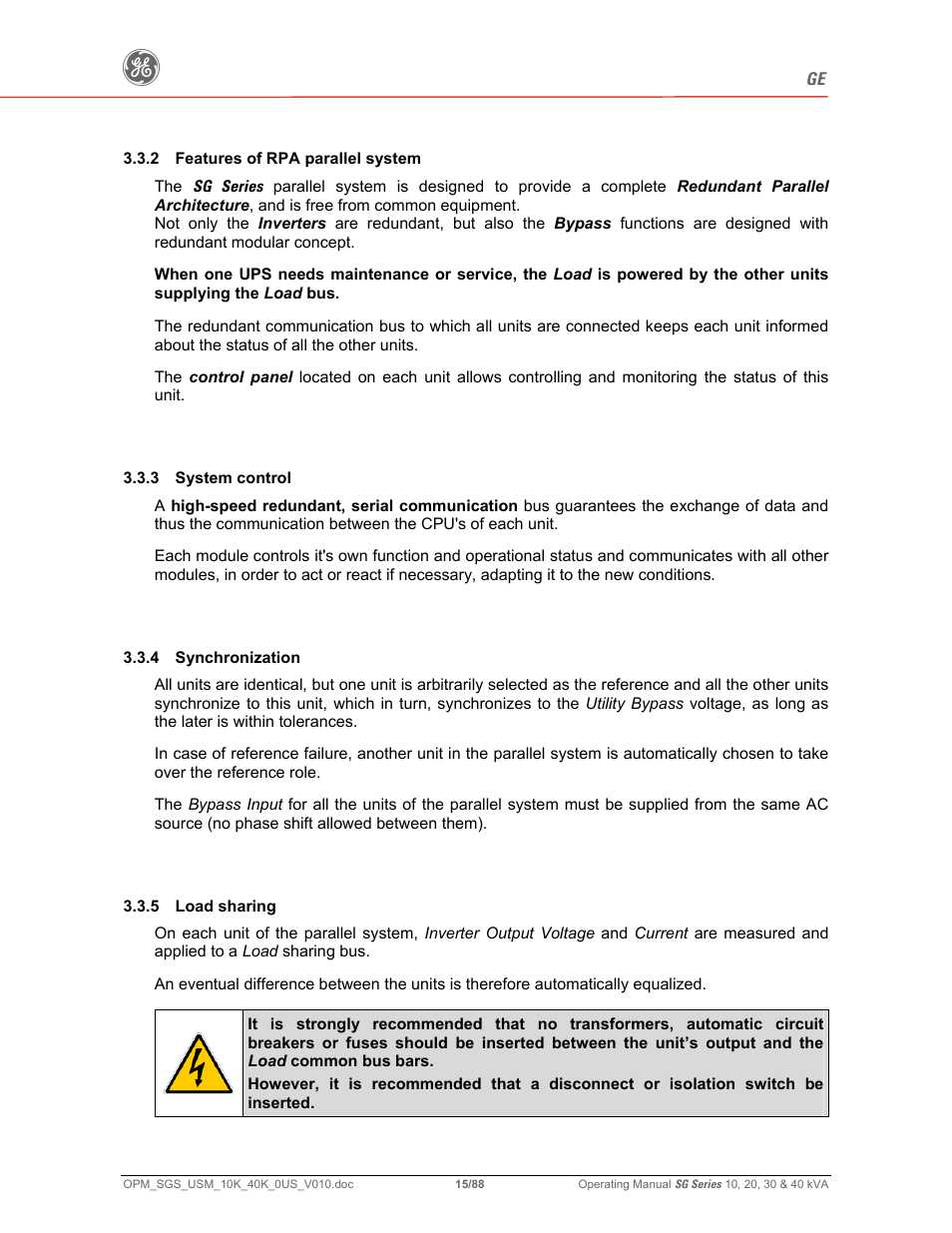 GE SG SERIES 20 User Manual | Page 15 / 88